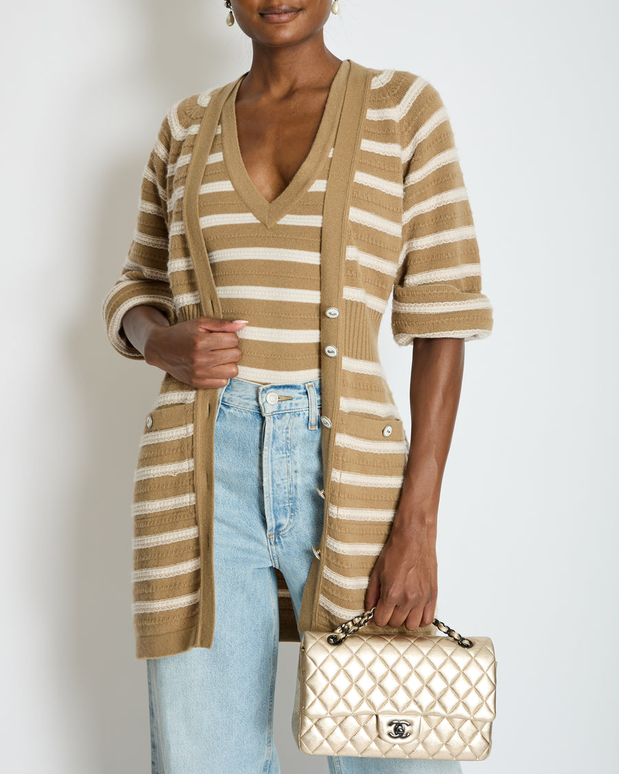 Chanel SS/15 Striped Two Piece Body & Cardigan Set with Pocket Detail Size FR 36 (UK 8)