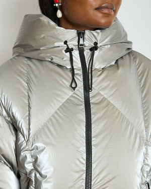 Moncler Silver Puffer Jacket Size 1 (UK 8)