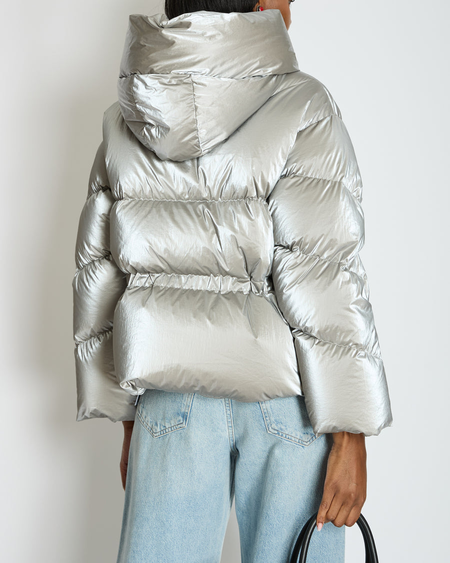 Moncler Silver Puffer Jacket Size 1 (UK 8)