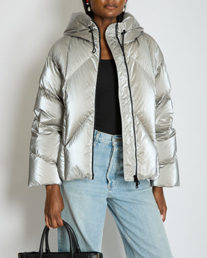 Moncler Silver Puffer Jacket Size 1 (UK 8)