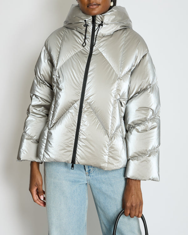 Moncler Silver Puffer Jacket Size 1 (UK 8)