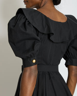 Alessandra Rich Black Mini Dress with Bow Neckline and Belt Detailing Size IT 40 (UK 8)