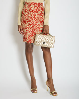 Yves Saint Laurent Vintage Beige, Red Lip Print Silk A-Line Mini Skirt Size FR 38 (UK 10)