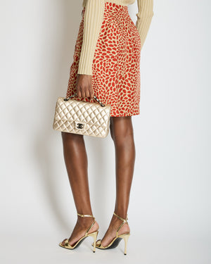 Yves Saint Laurent Vintage Beige, Red Lip Print Silk A-Line Mini Skirt Size FR 38 (UK 10)