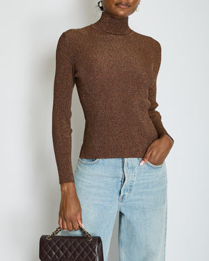 Hermès Bronze Metallic Knitted Longsleeve Jumper Size FR 34 (UK 6)
