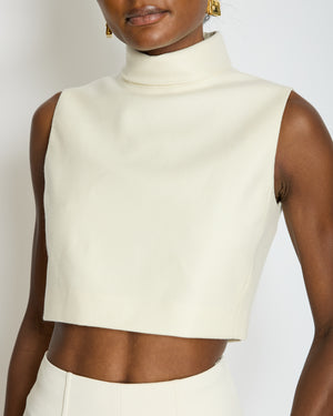 Celine Cream Cropped Cashmere High-Neck Top Size FR 36 (UK 8)