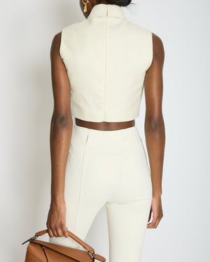Celine Cream Cropped Cashmere High-Neck Top Size FR 36 (UK 8)