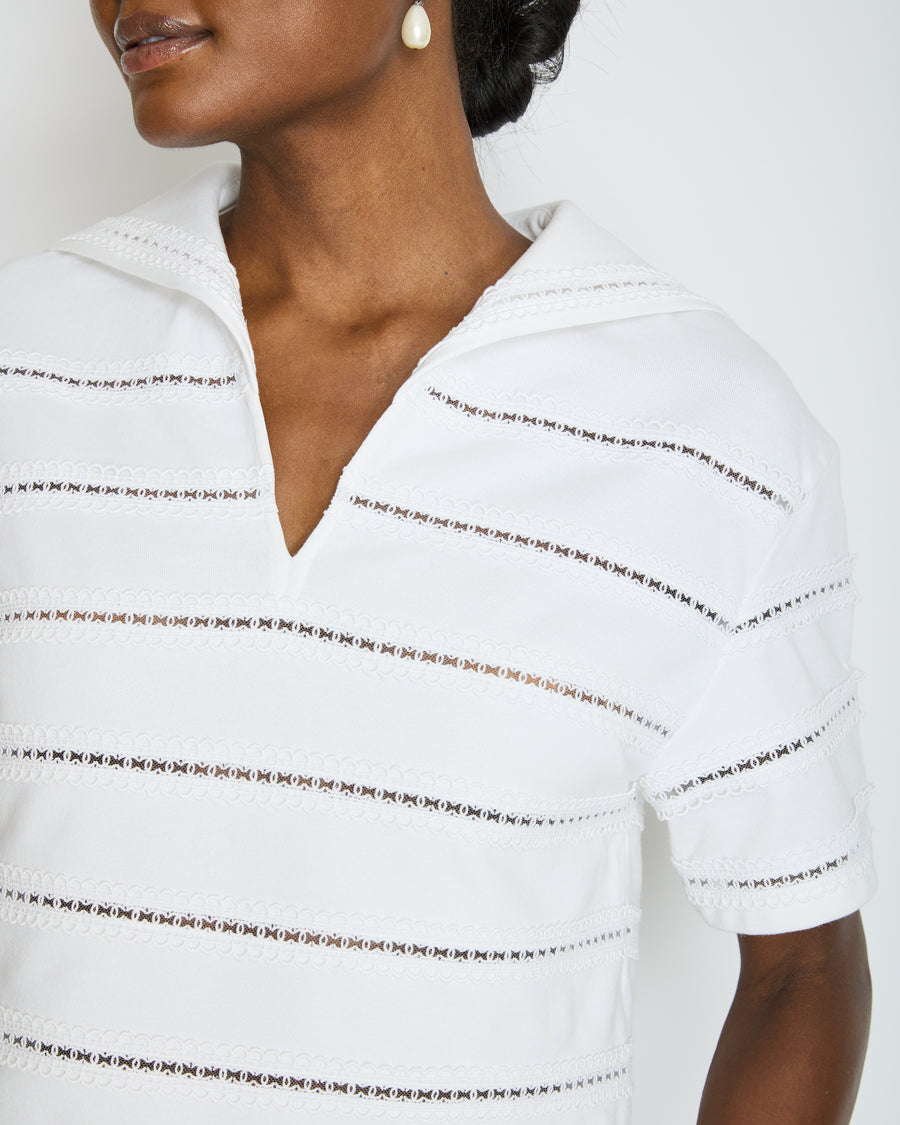 Chanel White Blouse with CC Logo Embroideries Size FR 34 (UK 6)