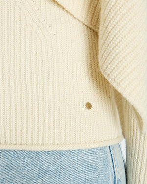 Hermès Cream Knitted Ribbed Jumper with Cape Detail Size FR 34 (UK 6)