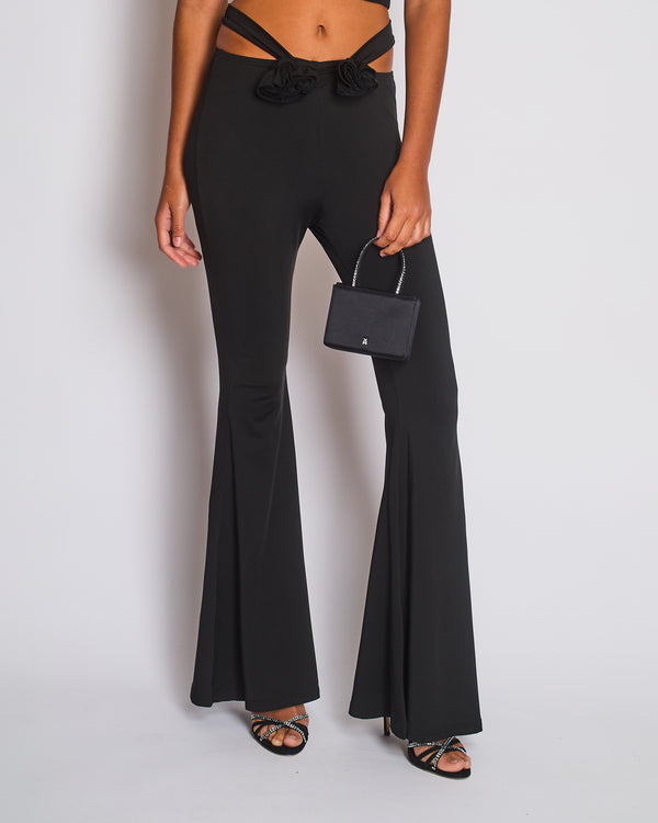 Magda Butrym Black Trousers with Belt Flower Detail Size FR 34 (UK 6)