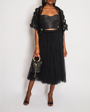 Valentino Black Lace and Mink Sleeveless Beaded Stripe Shawl Size One Size RRP £2,300