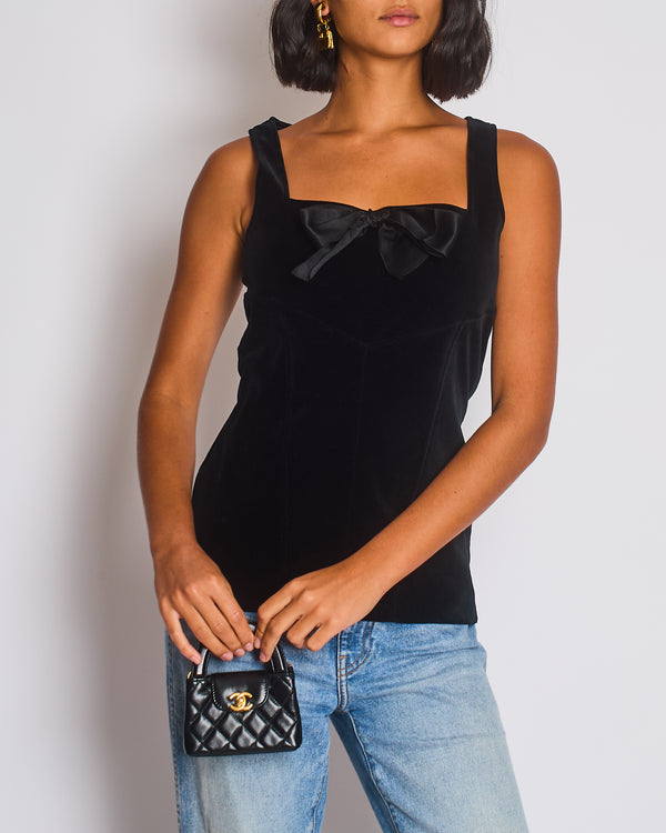 Chanel Black Velvet Top with Bow Detail Size FR 38 (UK 10)