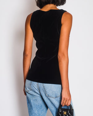 Chanel Black Velvet Top with Bow Detail Size FR 38 (UK 10)