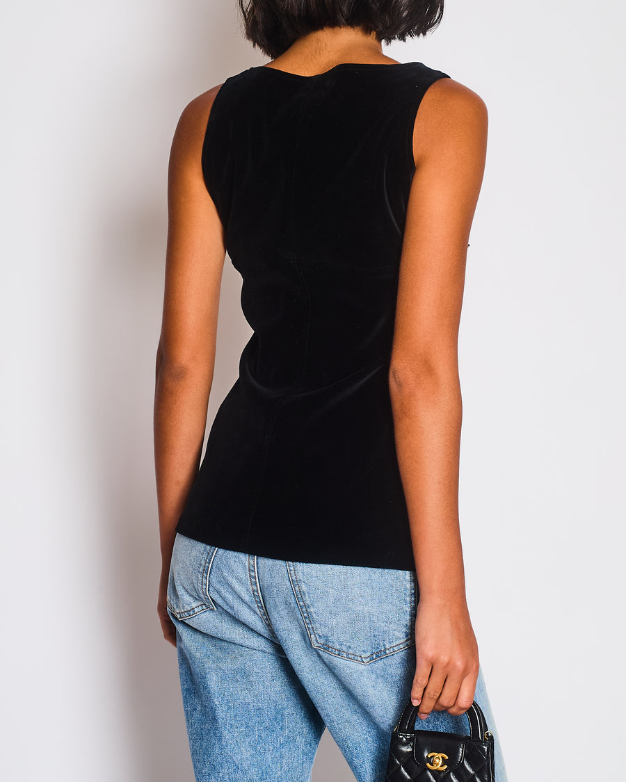 Chanel Black Velvet Top with Bow Detail Size FR 38 (UK 10)