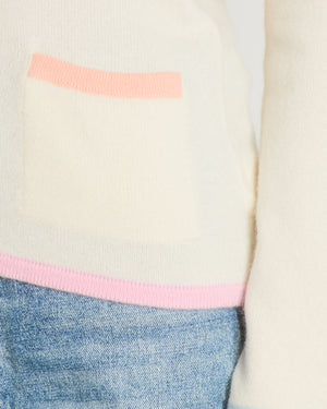 Chanel Cruise 1998 Cream and Pastel Multicolour Cashmere Jumper with Back CC Logo Detail Size FR 42 (UK 14)