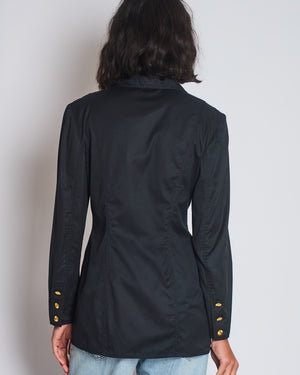 Chanel Black Vintage Lightweight Jacket With Gold CC Logo Buttons Size FR 36/38 (UK 8/10)