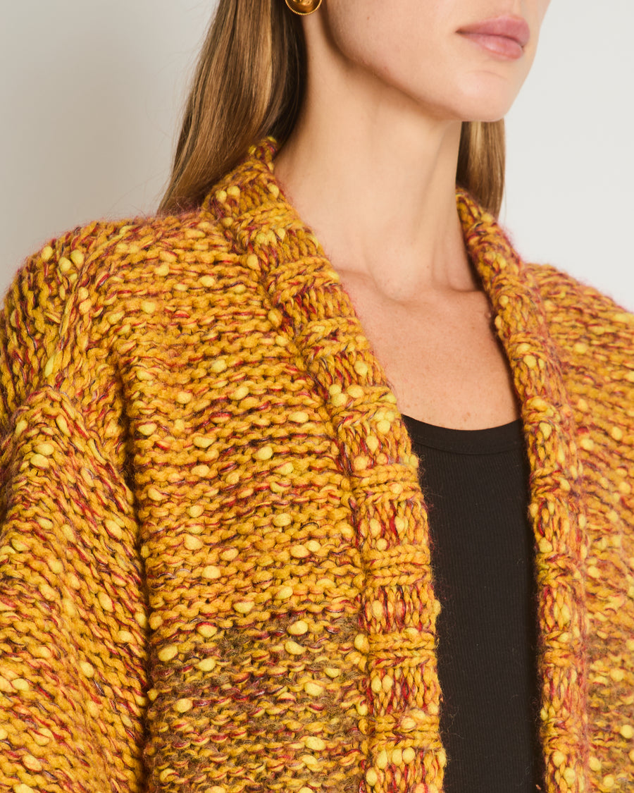 Chanel Multi-Colour Long Sleeve Wool Blend Knit Cardigan with Orange and Gold Lion Buttons Size FR 40 (UK 12)
