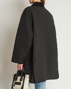 Totême Black Barn Quilted Oversized Jacket with Corduroy Collar and Trim Details Size L