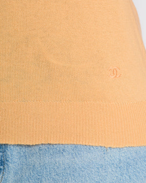 Chanel Peach Short-Sleeve Top with CC Logo Detail Size FR 38/40 (UK 10/12)