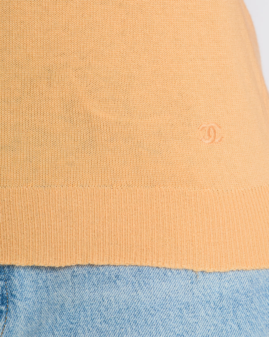 Chanel Peach Short-Sleeve Top with CC Logo Detail Size FR 38/40 (UK 10/12)
