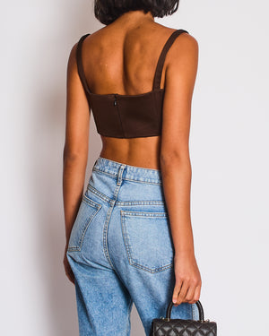 Emilia Wickstead Brown Satin Structured Crop Top Size UK 10