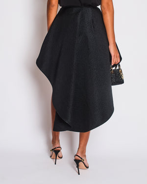 Christian Dior Black Textured Taffeta Asymmetric Skirt Size FR 34 (UK 6)