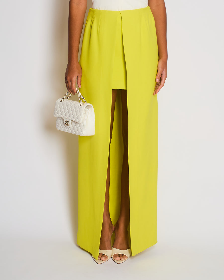 Christian Dior Lime Green Open Maxi Skirt with Pockets FR 34 (UK 6)