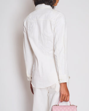 Valentino Cream Denim Long Sleeve Jacket with Butterfly Embroidery Details Size IT 46 (UK 14)