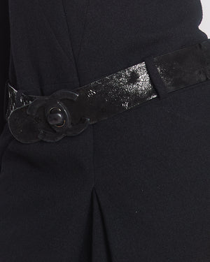Chanel 09A Black Wool Short Dress with Crystal CC Buttons & CC Belt Details Size FR 34 (UK 6) RRP £3120