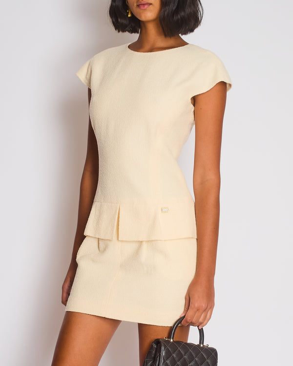 Chanel 10C Cream Short Sleeve Short Dress with Ruffle Detail Size FR 36 (UK 8)