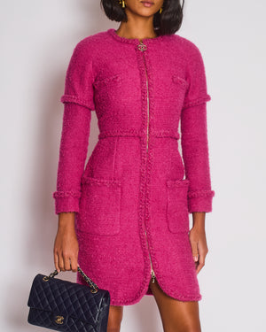 Chanel AW/19 Pink Long Sleeve Tweed Jacket Size FR 34 (UK 6)