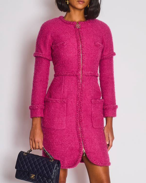 Chanel AW/19 Pink Long Sleeve Tweed Jacket Size FR 34 (UK 6)