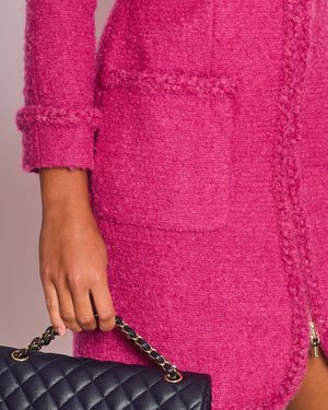 Chanel AW/19 Pink Long Sleeve Tweed Jacket Size FR 34 (UK 6)
