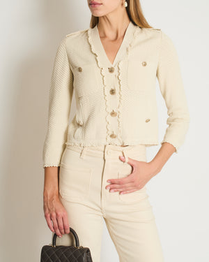 Chanel SS/16 ACT 1 Cream Knitted Cardigan with CC Button Detail Size FR 34 (UK 6)