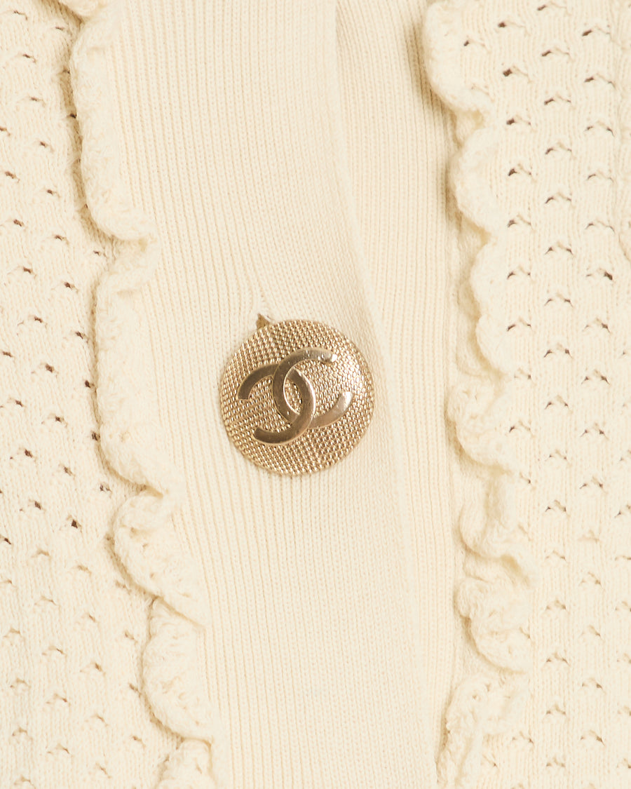 Chanel SS/16 ACT 1 Cream Knitted Cardigan with CC Button Detail Size FR 34 (UK 6)