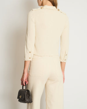 Chanel SS/16 ACT 1 Cream Knitted Cardigan with CC Button Detail Size FR 34 (UK 6)