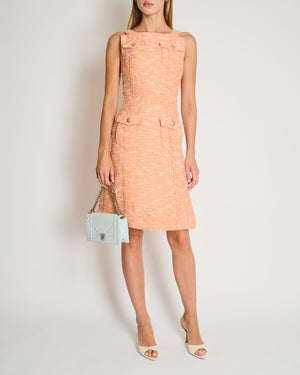 Chanel 17/C Orange Tweed Strap Midi Dress with Pocket Detail Size FR 34 (UK 6)