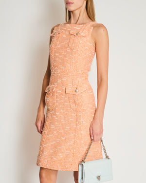 Chanel 17/C Orange Tweed Strap Midi Dress with Pocket Detail Size FR 34 (UK 6)