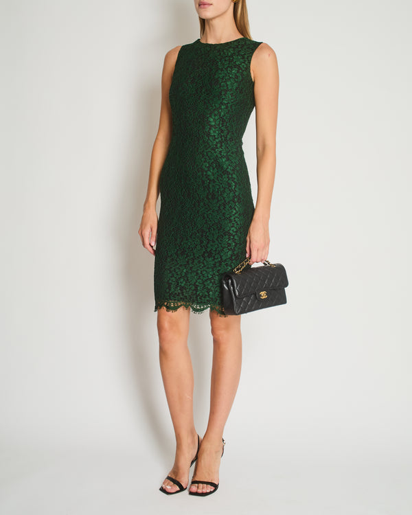 Dolce & Gabbana Green Sleeveless Lace Midi Dress Size IT 38 (UK 6)