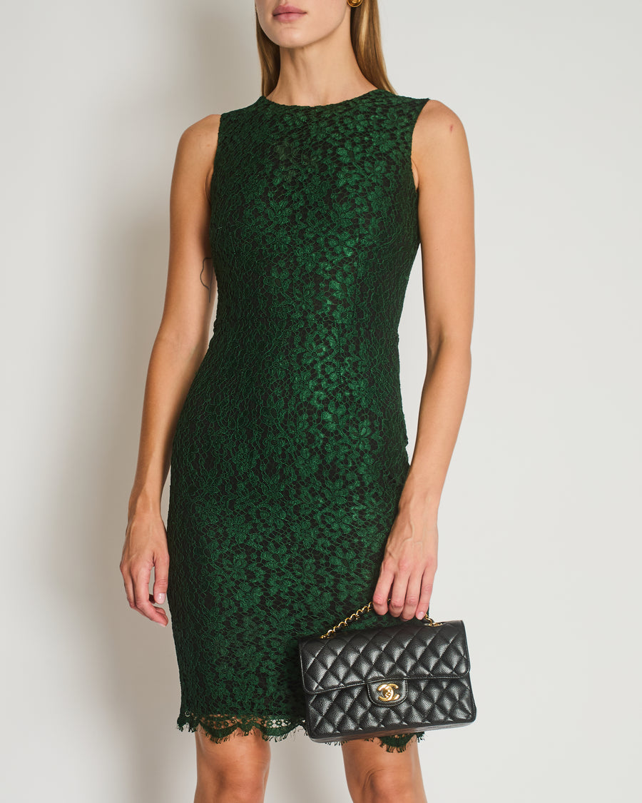 Dolce & Gabbana Green Sleeveless Lace Midi Dress Size IT 38 (UK 6)