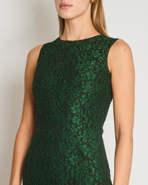 Dolce & Gabbana Green Sleeveless Lace Midi Dress Size IT 38 (UK 6)