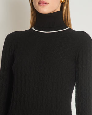 Chanel Black High Neck Long Sleeve Midi Dress with CC Logo Detail Size FR 38 (UK 10)