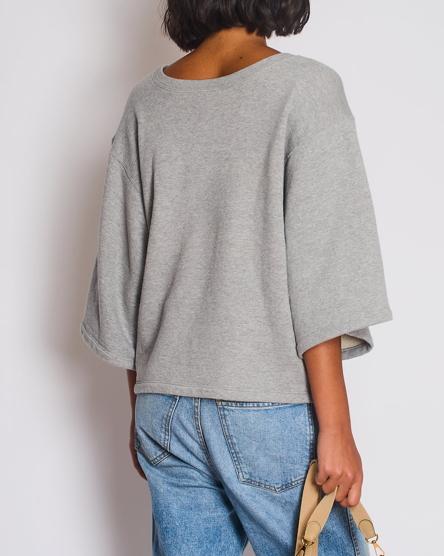 Celine Grey Short Sleeve Logo Sweatshirt Jumper Size M (UK 10)