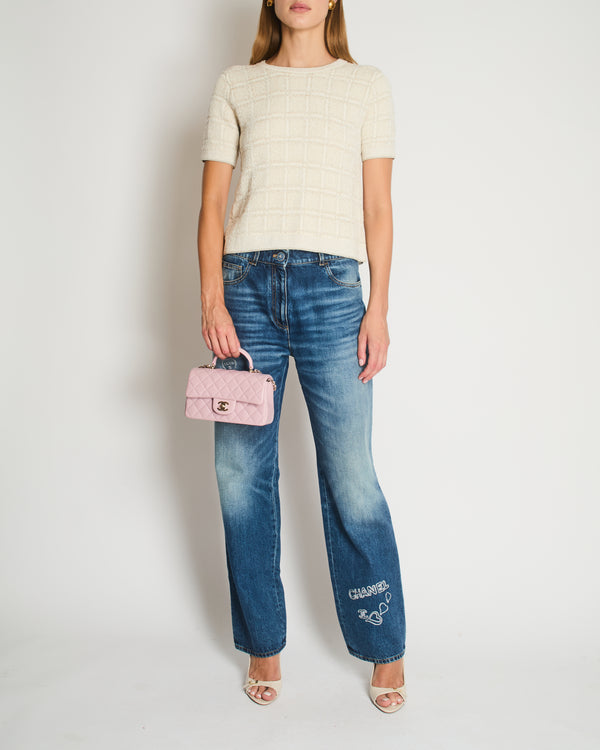 Chanel Blue Straight Leg Washed Coco CC Jeans Size FR 40 (UK 12)