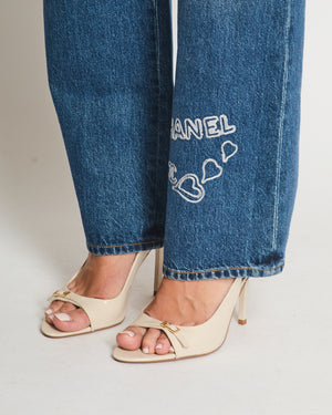 Chanel Blue Straight Leg Washed Coco CC Jeans Size FR 40 (UK 12)