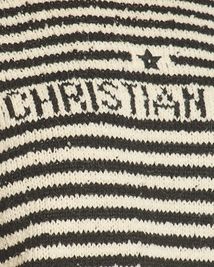 Christian Dior Black Striped Logo Short Sleeve Jumper Size FR 44 (UK 16)