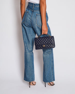 Celine Blue Washed Straight Leg Jeans with Triomphe Chain Waist Detail Size 31