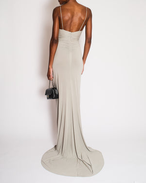Magda Butrym Grey Maxi Dress with Ruch Detail and Rose Apliquee Size FR 34 (UK 6) RRP £1,450
