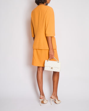 Chanel Orange Vintage Jacket and Skirt Set with Gold CC Buttons Size FR 42 (UK 14)