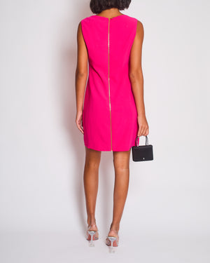 Versace Hot Pink Sleeveless Mini Dress with Gold Safety Pins Detail Size IT 42 (UK 10)